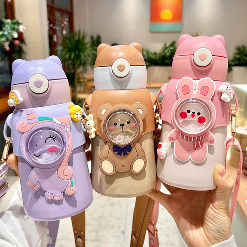 520ML Kids Stainless Steel Thermos Cup Children'S Hot Water Cup Portable Thermos Bottle Cartoon Thermos Bottle Insulation Cup