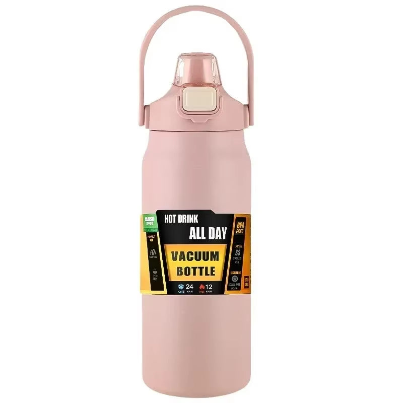 Outdoor Thermos Portable 304 Stainless Steel Thermal Mug 800/1500ML Tumbler Vacuum Flask Cold Hot Sports Water Bottle with Straw